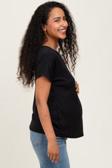 Black Ribbed Relaxed Maternity Tee