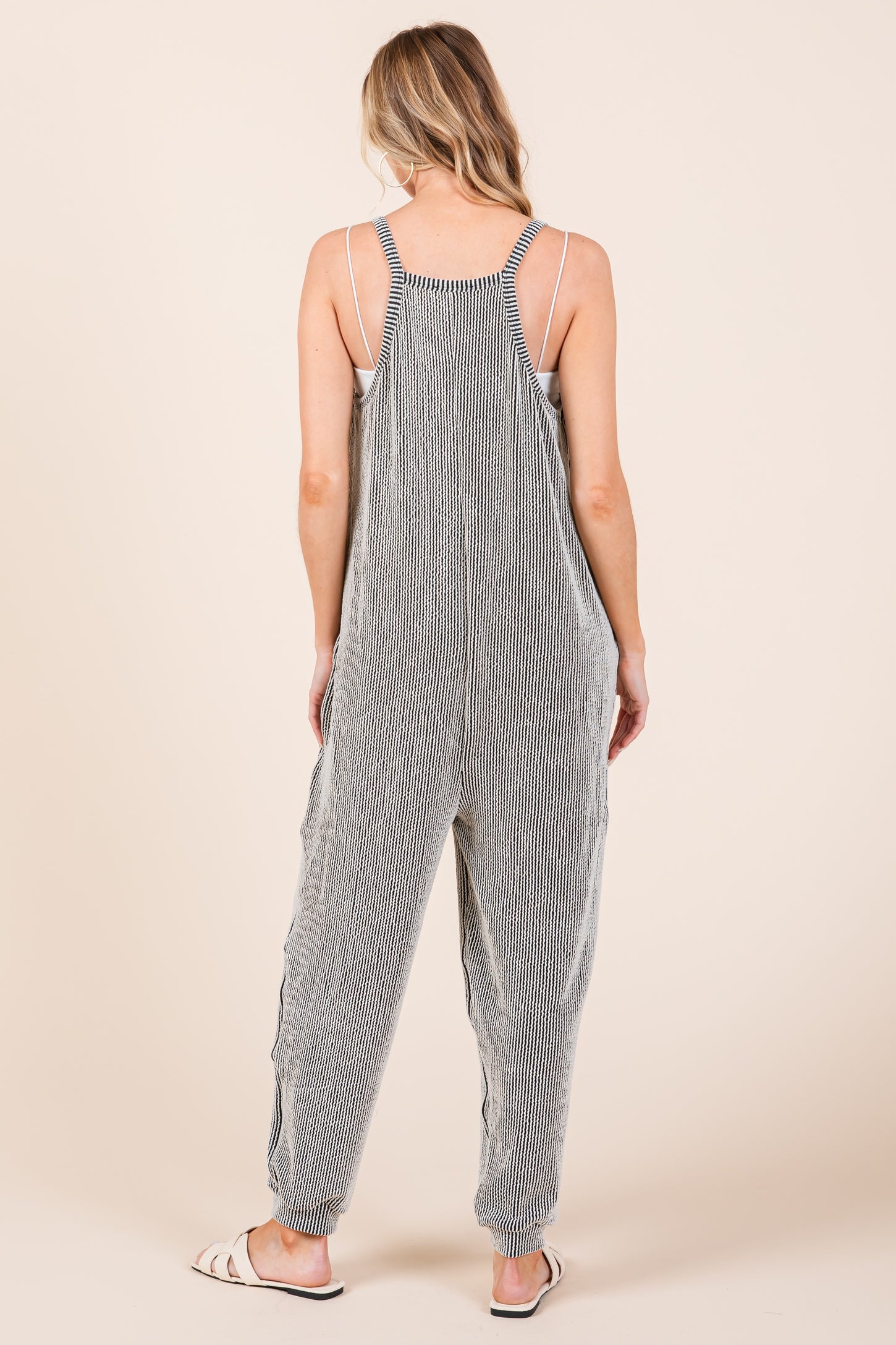 Charcoal Ribbed Sleeveless Jumpsuit