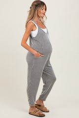 Charcoal Ribbed Sleeveless Maternity Jumpsuit