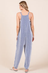 Royal Blue Ribbed Sleeveless Jumpsuit