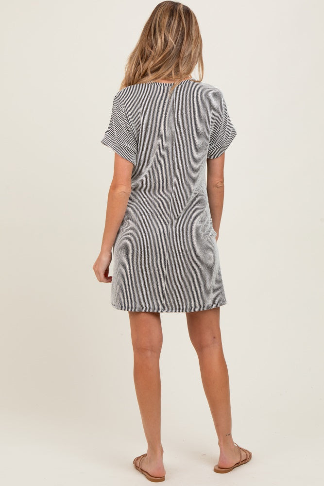 Charcoal Ribbed Short Sleeve T-Shirt Maternity Dress