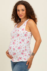 Ivory Floral Ribbed Maternity Tank Top