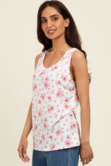 Ivory Floral Ribbed Maternity Tank Top