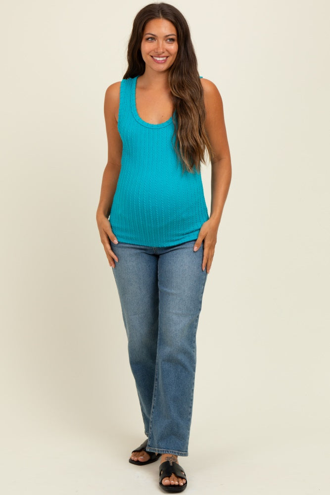 Turquoise Textured Maternity Tank Top
