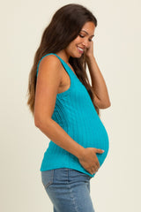 Turquoise Textured Maternity Tank Top