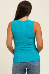 Turquoise Textured Maternity Tank Top