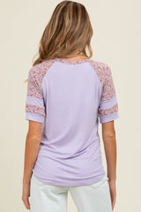 Lilac Floral Contrast Raglan Short Sleeve Maternity T-Shirt