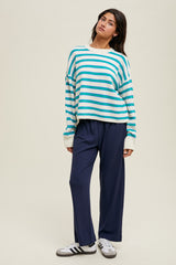 Green Multicolor Stripe Sweater