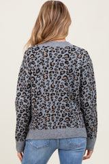 Grey Animal Print Maternity Sweater