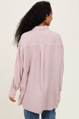 Rust Striped Oversized Maternity Button Down Shirt