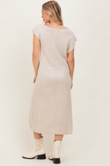 Cream Short Sleeve Maxi Sweater Dress