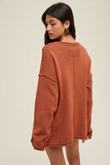 Brick Oversized Exposed Seam Sweater