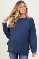 Navy Oversized Exposed Seam Maternity Sweater