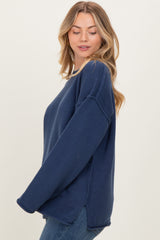 Navy Oversized Exposed Seam Sweater
