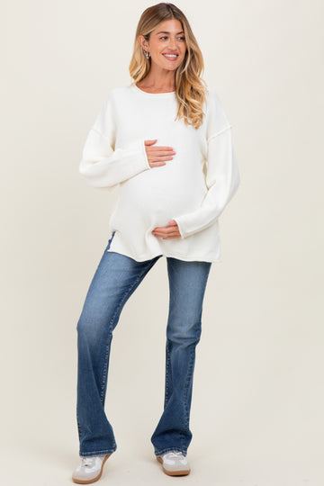 Ivory Oversized Exposed Seam Maternity Sweater