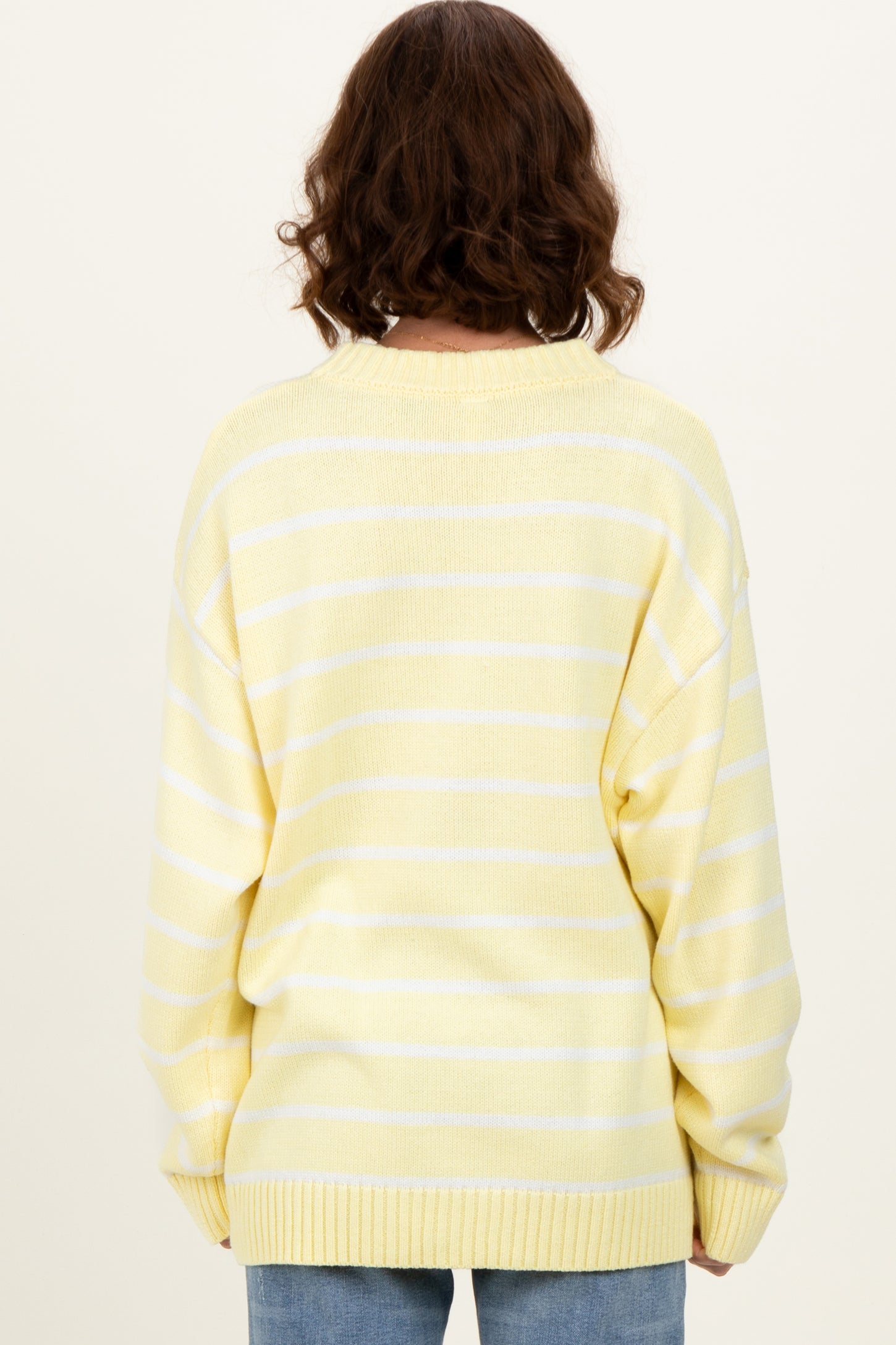 Yellow Striped Oversized Sweater
