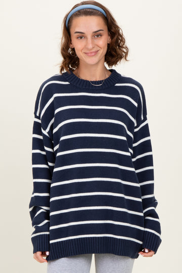 Navy Striped Oversized Sweater