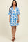 Blue Floral V-Neck Crochet Trim Dress