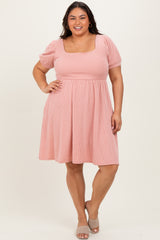 Rose Puff Rib Plus Babydoll Dress