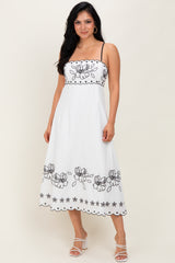 Ivory/Black Floral Embroidered Maternity Maxi Dress