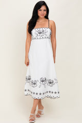 Ivory/Black Floral Embroidered Maxi Dress