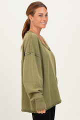 Olive Mineral Washed French Terry Oversized Sweatshirt