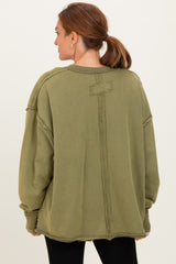 Olive Mineral Washed French Terry Oversized Sweatshirt