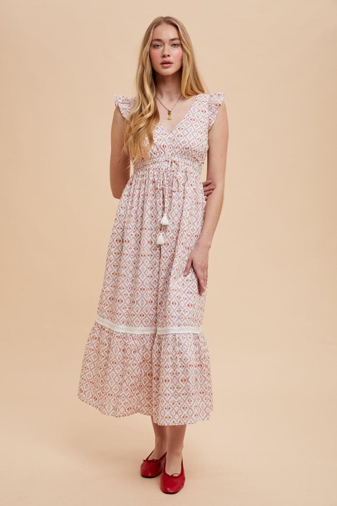 Red Roses Cotton Floral Maxi Dress