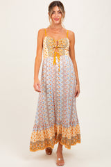 Multi Border Print Cut Out Maternity Maxi Dress