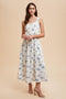 Blue Floral Lace Overlay Maxi Dress