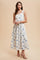 Blue Floral Lace Overlay Maxi Dress
