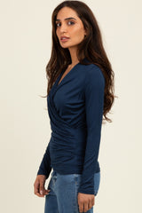 Navy Long Sleeve Wrap Front Nursing Top