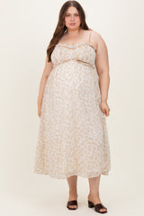 Yellow Plus Garden Floral Printed Smocking Maternity Maxi Dress