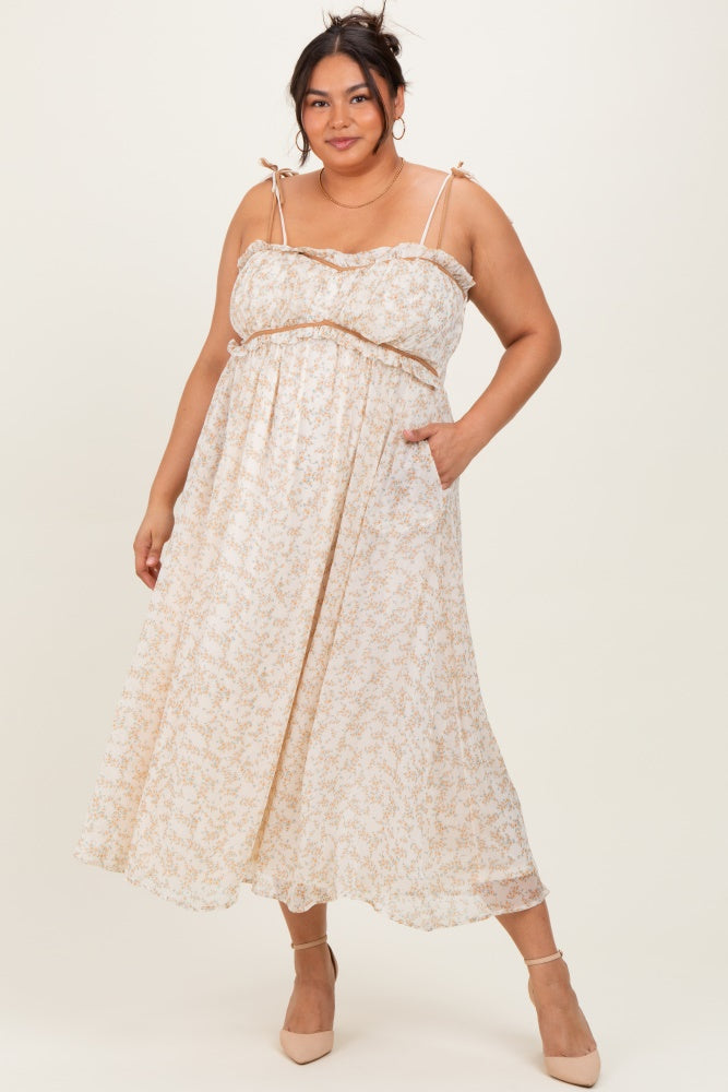 Yellow Plus Garden Floral Printed Smocking Maternity Maxi Dress