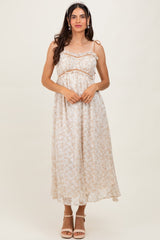 Yellow Garden Floral Printed Smocking Maxi Dress