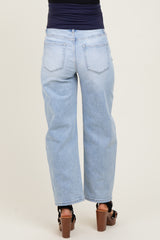 Light Blue High Rise Barrel Leg Maternity Jeans