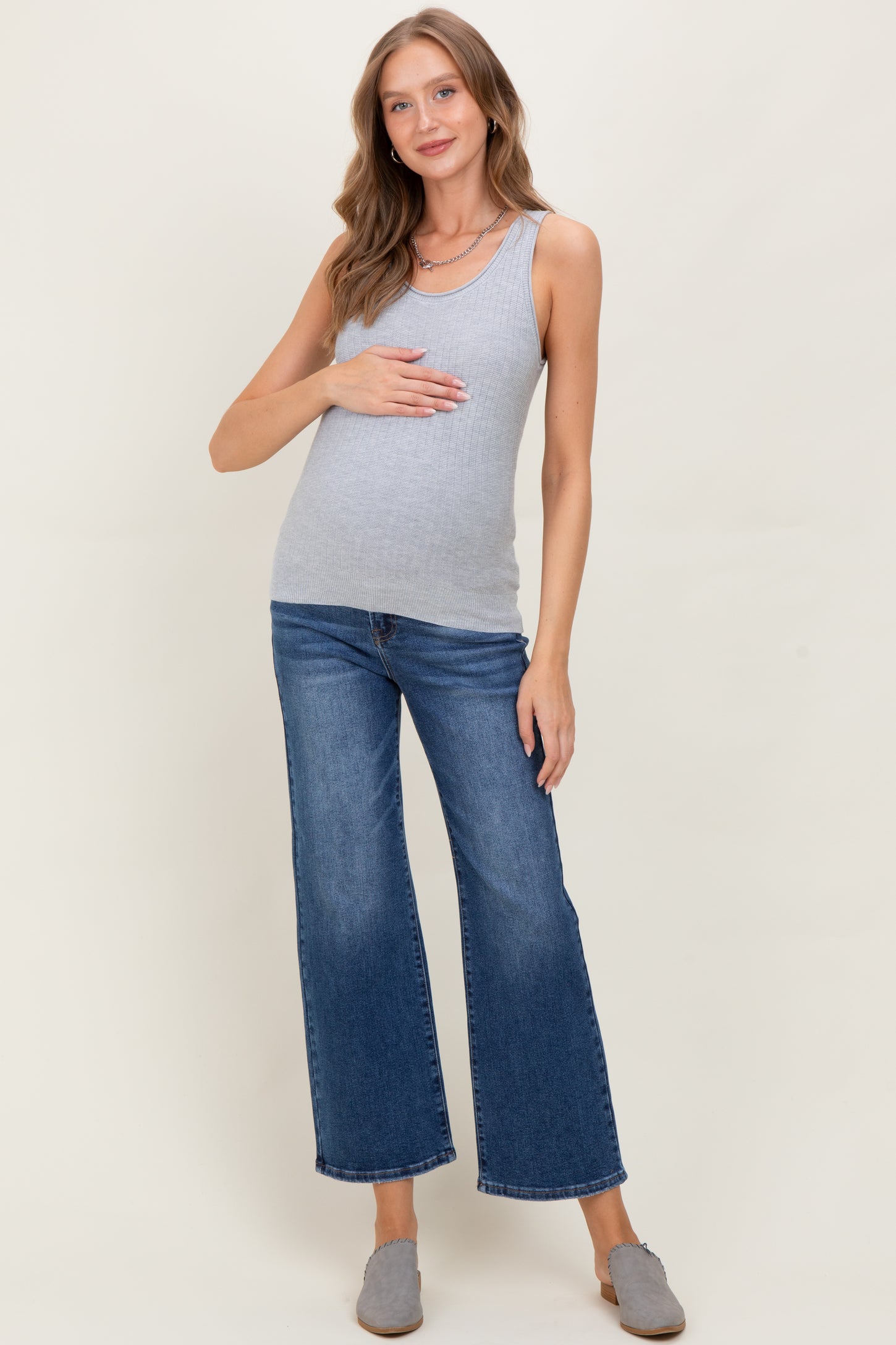 Medium High Rise Ankle Straight Relaxed Maternity Jeans