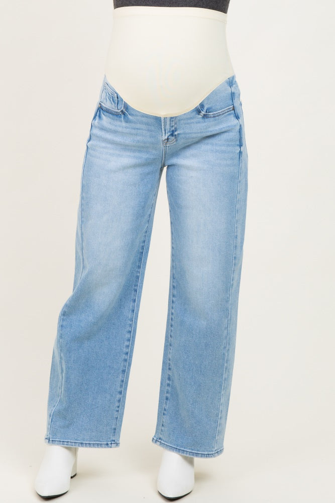 Light High Rise Crop Length Barrel Maternity Jeans