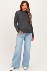 Light Low Rise Wide Leg Raw Cut Hem Maternity Jeans