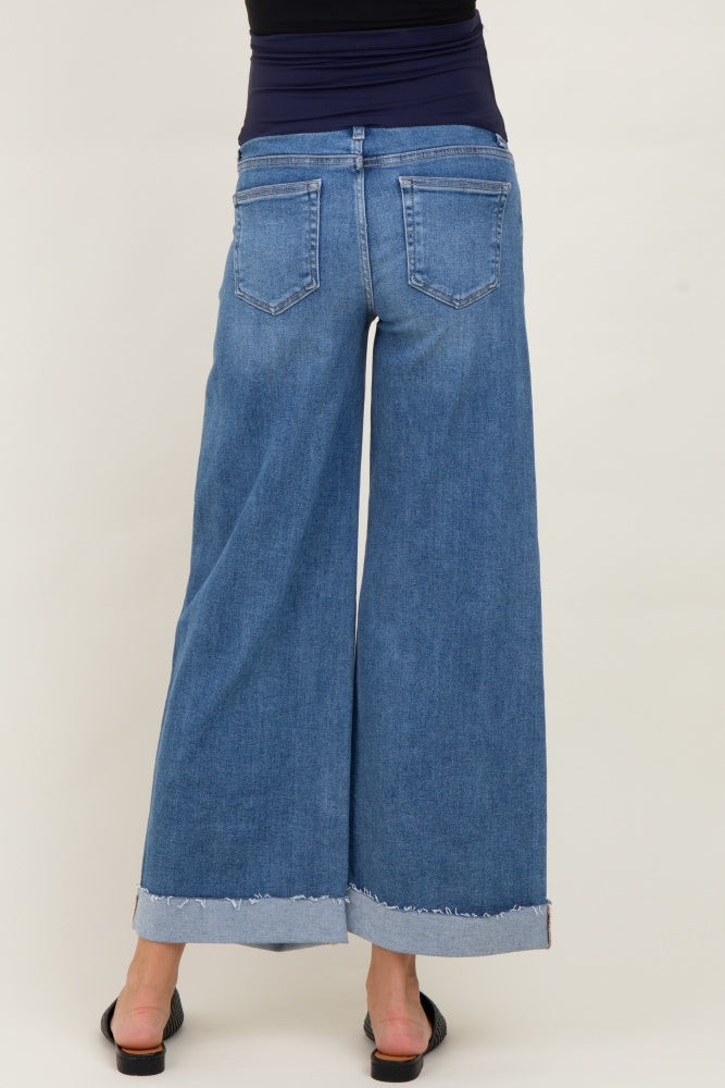 Medium Low Rise Ankle Wide Cuffed Maternity Jeans