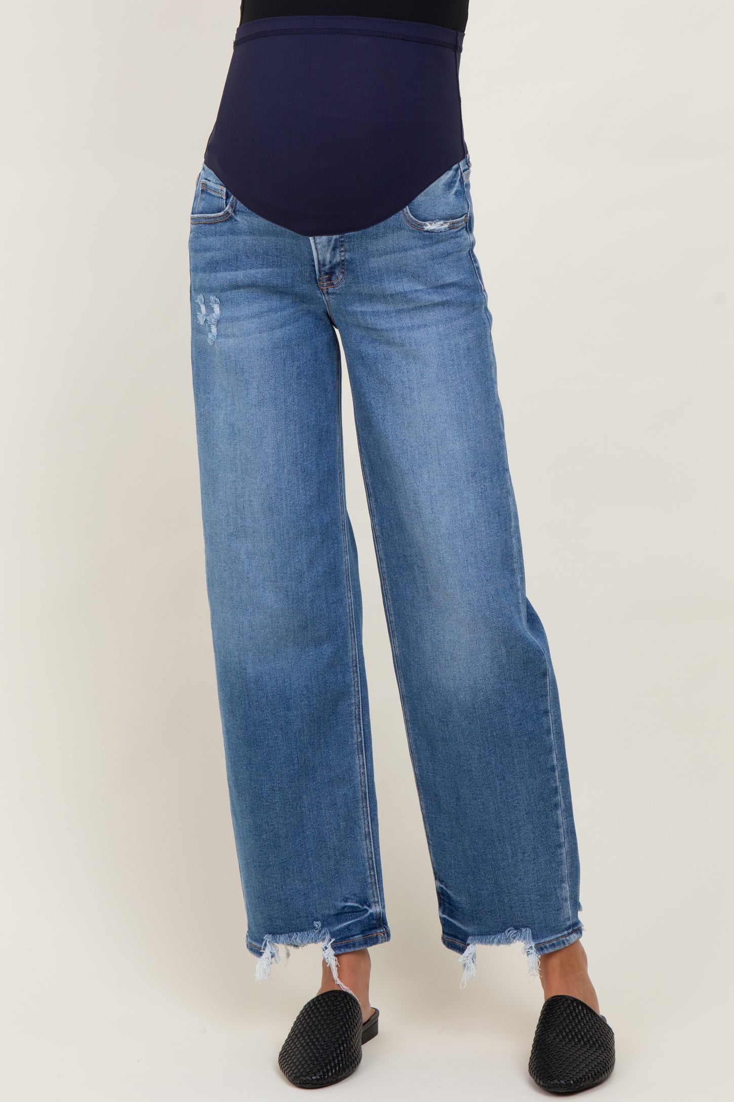 Dark Mid Rise Baggy Maternity Jeans