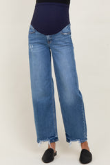 Dark Mid Rise Baggy Maternity Jeans