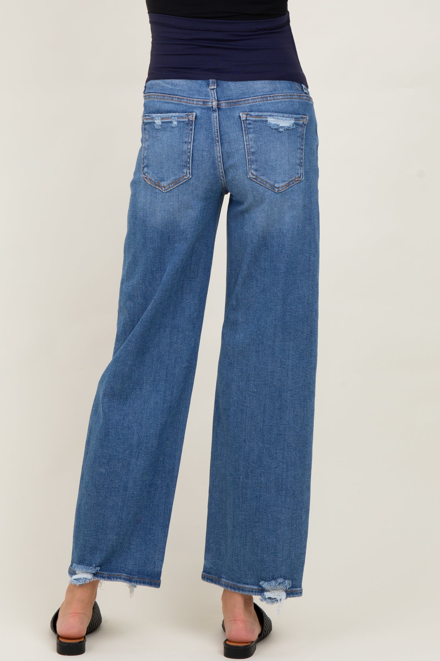 Dark Mid Rise Baggy Maternity Jeans