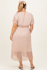 Cream Multi Printed Floral Waist Tie Plus Maternity Midi Dress