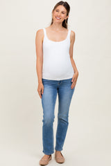 Medium Rinse High Rise Slim Straight Maternity Jeans