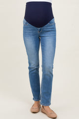 Medium Rinse High Rise Slim Straight Maternity Jeans