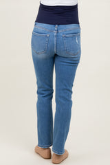 Medium Rinse High Rise Slim Straight Maternity Jeans