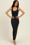 Charcoal Scoop Neck Sleeveless Rayon Rib Maxi Knit Dress