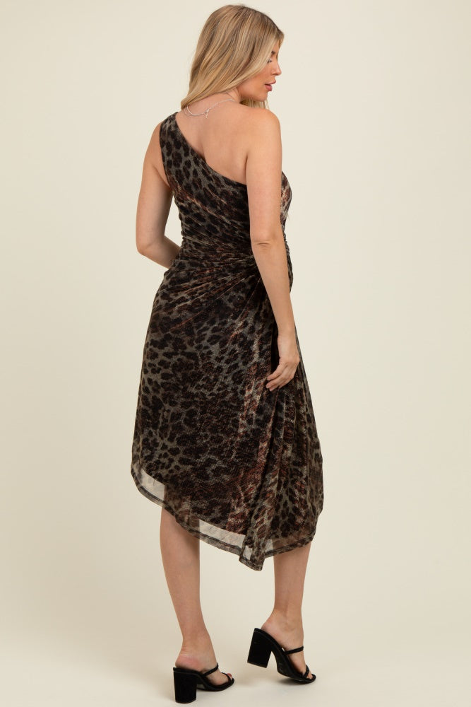 Moonlight One Shoulder Asymmetrical Maternity Midi Dress