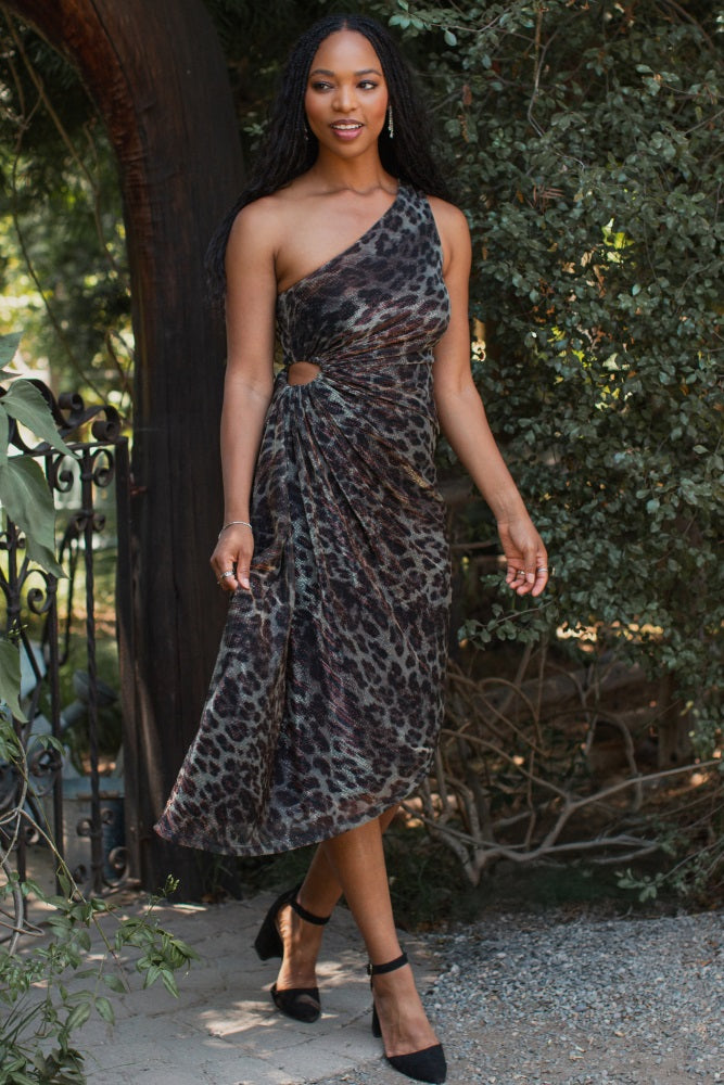 Moonlight One Shoulder Asymmetrical Maternity Midi Dress